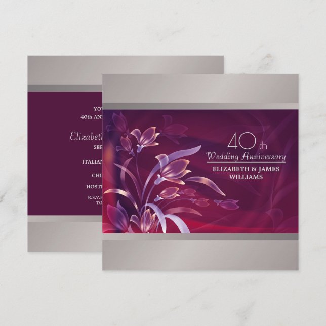 40th Wedding Anniversary Party Invitations (Front/Back)