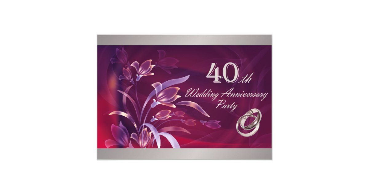  40th  Wedding  Anniversary  Party Invitations  Zazzle co uk 