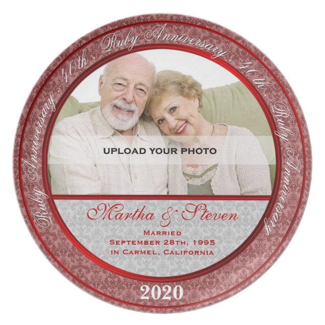 40th Wedding Anniversary Photo Plate (Front)