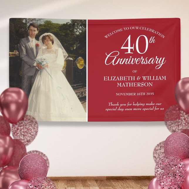 40th Wedding Anniversary Photo Ruby Welcome Banner (40th Wedding Anniversary Photo Ruby Welcome Banner)