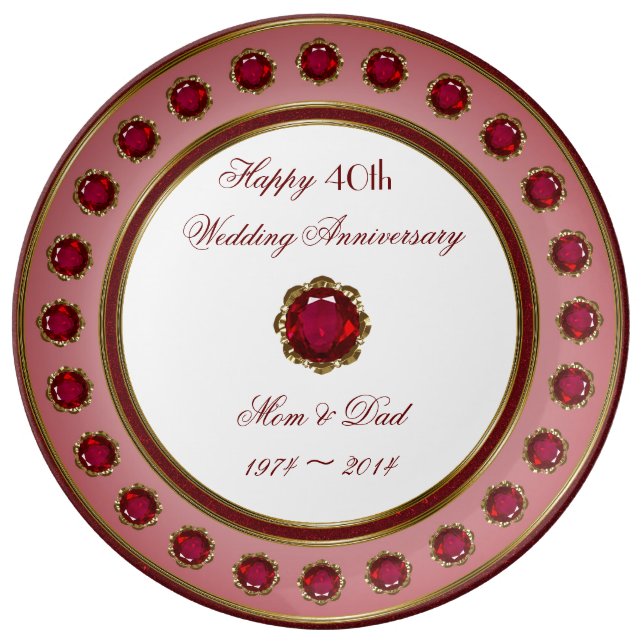 40th Wedding Anniversary Porcelain Plate (Front)