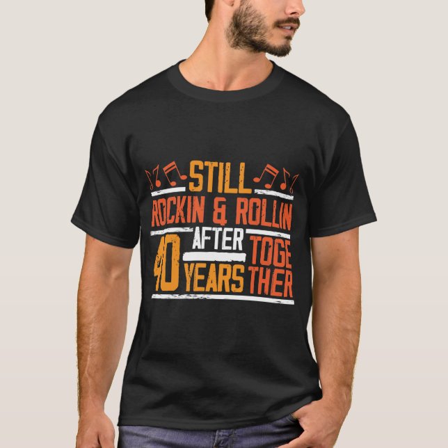 40th Wedding Anniversary Rocking Wife Husband T-Shirt (Front)
