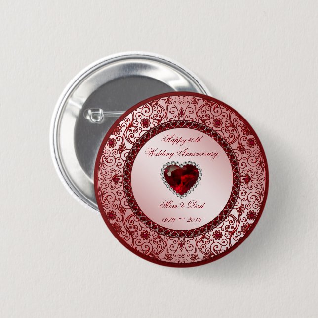 40th Wedding Anniversary Round Button (Front & Back)