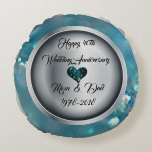 40th Wedding Anniversary Round Throw Pillow