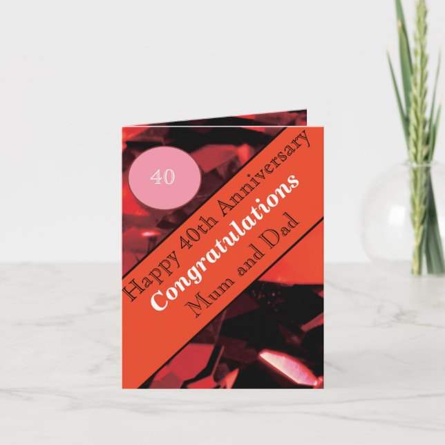 40th Wedding Anniversary Ruby Card (Front)