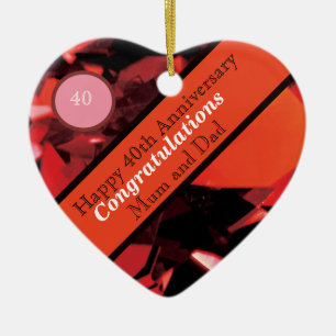 40th Wedding Anniversary Ruby Ceramic Ornament