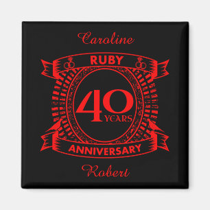 40th wedding anniversary ruby crest magnet