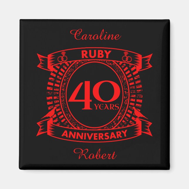 40th wedding anniversary ruby crest magnet (Front)