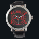 40th wedding anniversary ruby crest watch<br><div class="desc">A romantic design to celebrate your 40th year of marriage. If you would like any help customising this design please contact me, their is an ask this designer button, just below this text. This fortieth, 40 years wedding anniversary crest has the text ruby as that is the traditional gift for...</div>