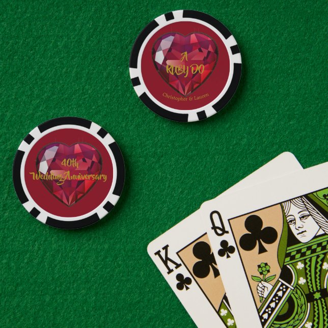 40th Wedding Anniversary Ruby Do Poker Chips (Poker Table (Double))