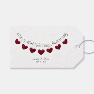 40th Wedding Anniversary ruby gift tag