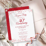 40th Wedding Anniversary Ruby Heart Surprise Party Announcement Postcard<br><div class="desc">Featuring delicate ruby love hearts confetti. Personalise with your special forty years ruby anniversary surprise party information in chic lettering. Designed by Thisisnotme©</div>