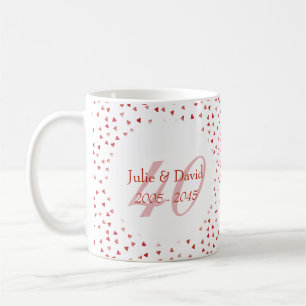 40th Wedding Anniversary Ruby Hearts Confetti Coffee Mug