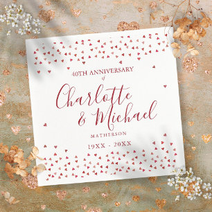 40th Wedding Anniversary Ruby Hearts Confetti Napkin
