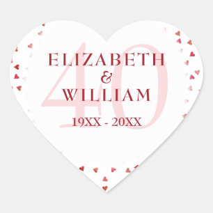 40th Wedding Anniversary Ruby Hearts Heart Sticker