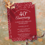 40th Wedding Anniversary Ruby Hearts Invitation<br><div class="desc">Featuring delicate ruby hearts. Personalise with your special forty years ruby anniversary information in chic white lettering. Designed by Thisisnotme©</div>