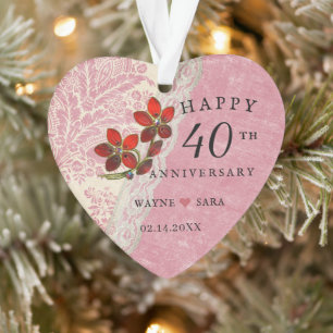 40th Wedding Anniversary Ruby Jewel Ornament