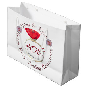 40th Wedding Anniversary Ruby Large Gift Bag
