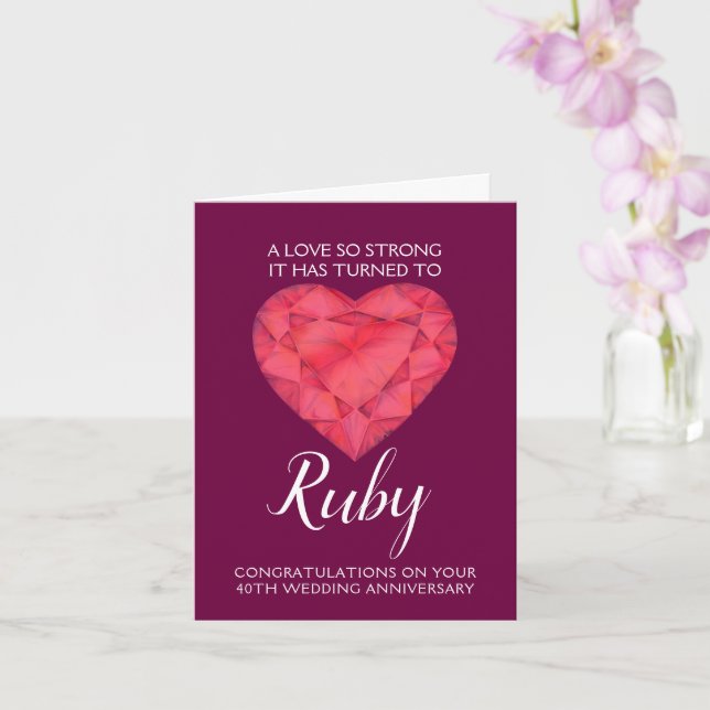 40th Wedding Anniversary Ruby Love so strong Card (Orchid)
