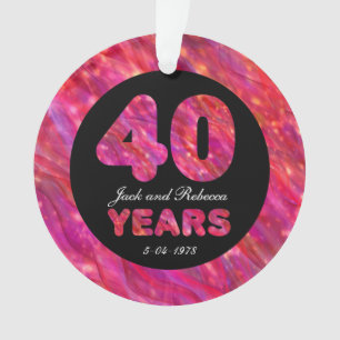 40th Wedding Anniversary Ruby Red Party Lights Ornament