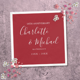 40th Wedding Anniversary Ruby Signature Script Napkin