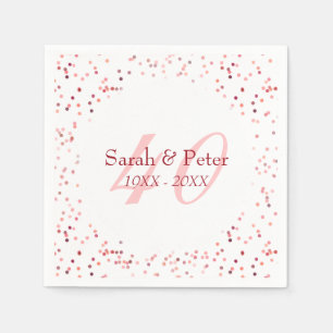40th Wedding Anniversary Ruby Stardust Confetti Napkin