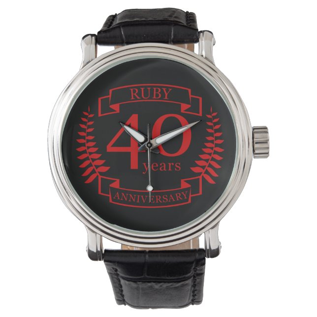 40th Wedding ANNIVERSARY RUBY Watch (Front)