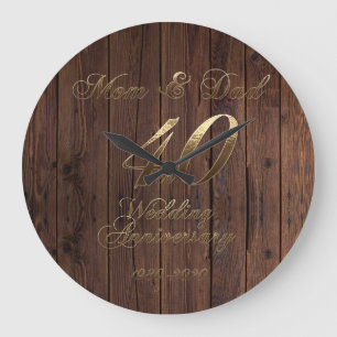 40th Wedding Anniversary Ruby Wedding Parents Large Clock