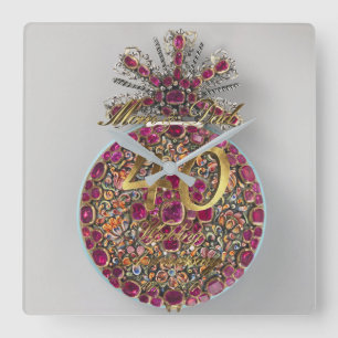 40th Wedding Anniversary Ruby Wedding Parents Square Wall Clock
