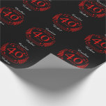40th Wedding ANNIVERSARY RUBY Wrapping Paper<br><div class="desc">A design to celebrate your fortieth year of marriage. This design has a red (ruby) coloured laurel design on a black background. Ruby is the traditional gift for this occasion. The text reads Ruby 40 year anniversary. A romantic design to celebrate your 40th year of marriage. If you would like...</div>