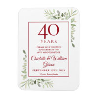 40th Wedding Anniversary Save the Date Greenery
