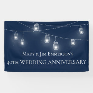 40th Wedding Anniversary - String Lights - Banner