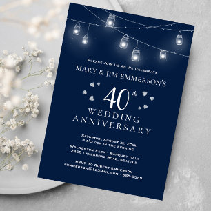 40th Wedding Anniversary - String Lights Invitation