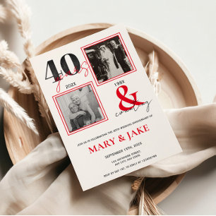 40th Wedding Anniversary Then & Now 40 years Invitation