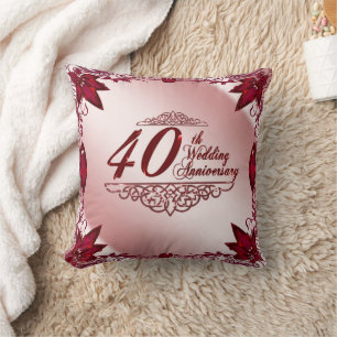 40th Wedding Anniversary Throw Pillow