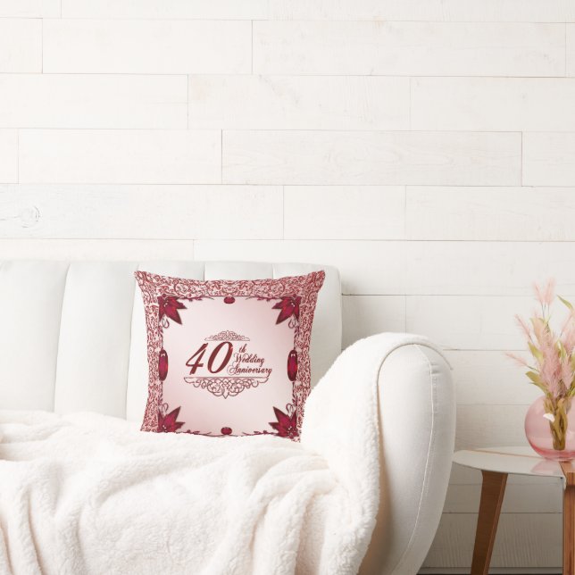 40th Wedding Anniversary Throw Pillow (Couch)