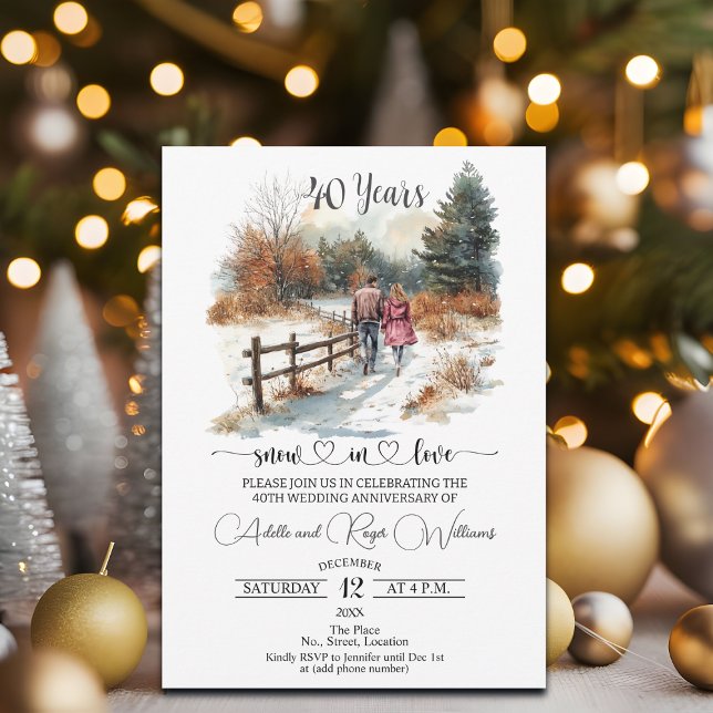 40th Wedding Anniversary Winter Landscape Romantic Invitation (Creator Uploaded)