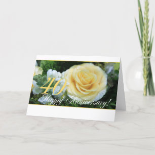 40th Wedding Anniversary - Yellow Rose Card