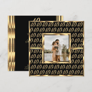 40th Wedding Ruby Anniversary Black and Gold Invitation