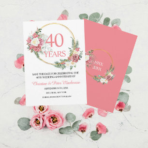 40th Wedding Ruby Roses Anniversary   Save The Date