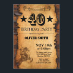 40th Western Birthday Invitation<br><div class="desc">40th Western Birthday Invitation. Cowboy Horse Wild West Theme Birthday Party. Rustic Wood Country Background. For further customisation,  please click the "Customise it" button and use our design tool to modify this template.</div>