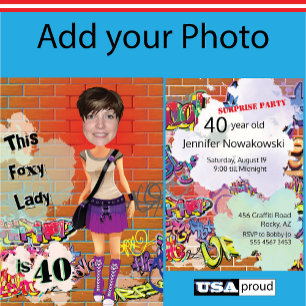 40th Women's Birthday Foxy Lady  🎉 Custom Photo Invitation