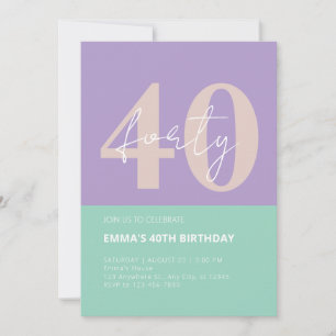 40th year celebration birthday invitation