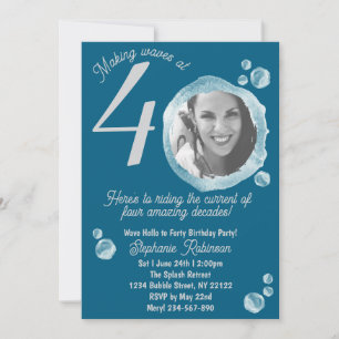 40th Yearly Milestone Bubbles Birthday Invitation