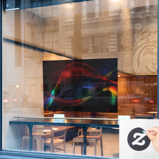 40x28 Abstract Wave Partial Transparent Design Window Cling (Cafe Window)