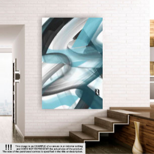 40x60" Trend Abstract Art Canvas Black White Blue Print