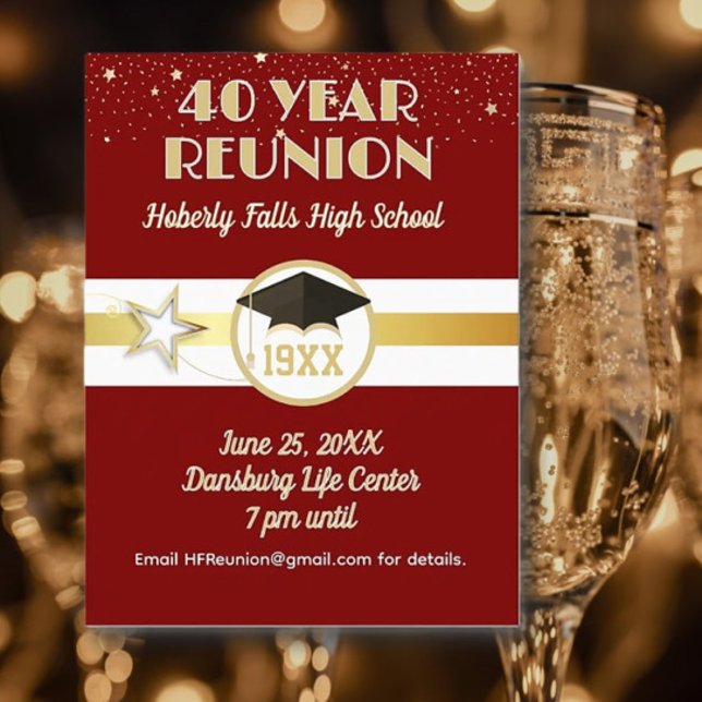 40Years! Class Reunion Invite Postcard (Creator Uploaded)