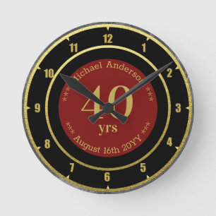 40yrs Retirement or Anniversary Personalised Round Clock