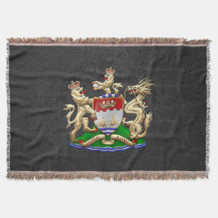 [410] Hong Kong Historical 1959-1997 Coat of Arms Throw Blanket