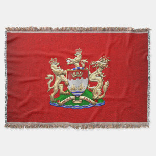 [410] Hong Kong Historical 1959-1997 Coat of Arms Throw Blanket